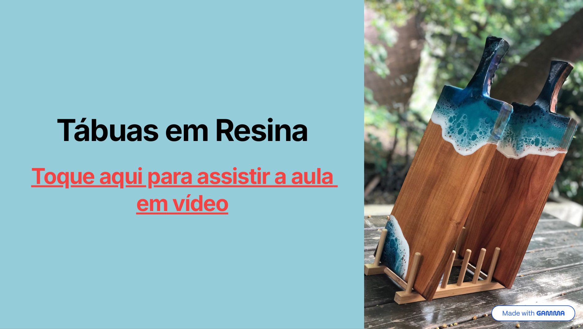 Especialização em Tábuas em Resina e Madeira